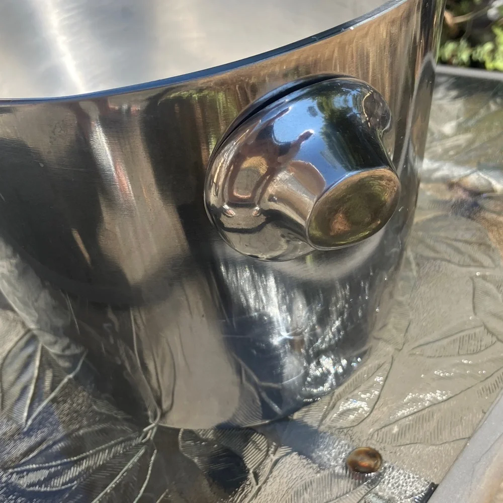 Pewter Beverage Champagne Wine Cooler Tub w. Knobs 14x8x6